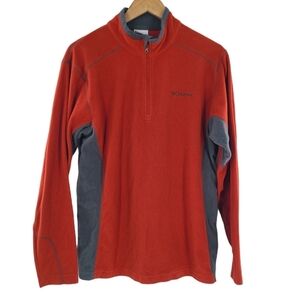 Columbia Fleece Jacket Orange /‎ Gray Size Medium 1/4 Zip Pullover AM6558